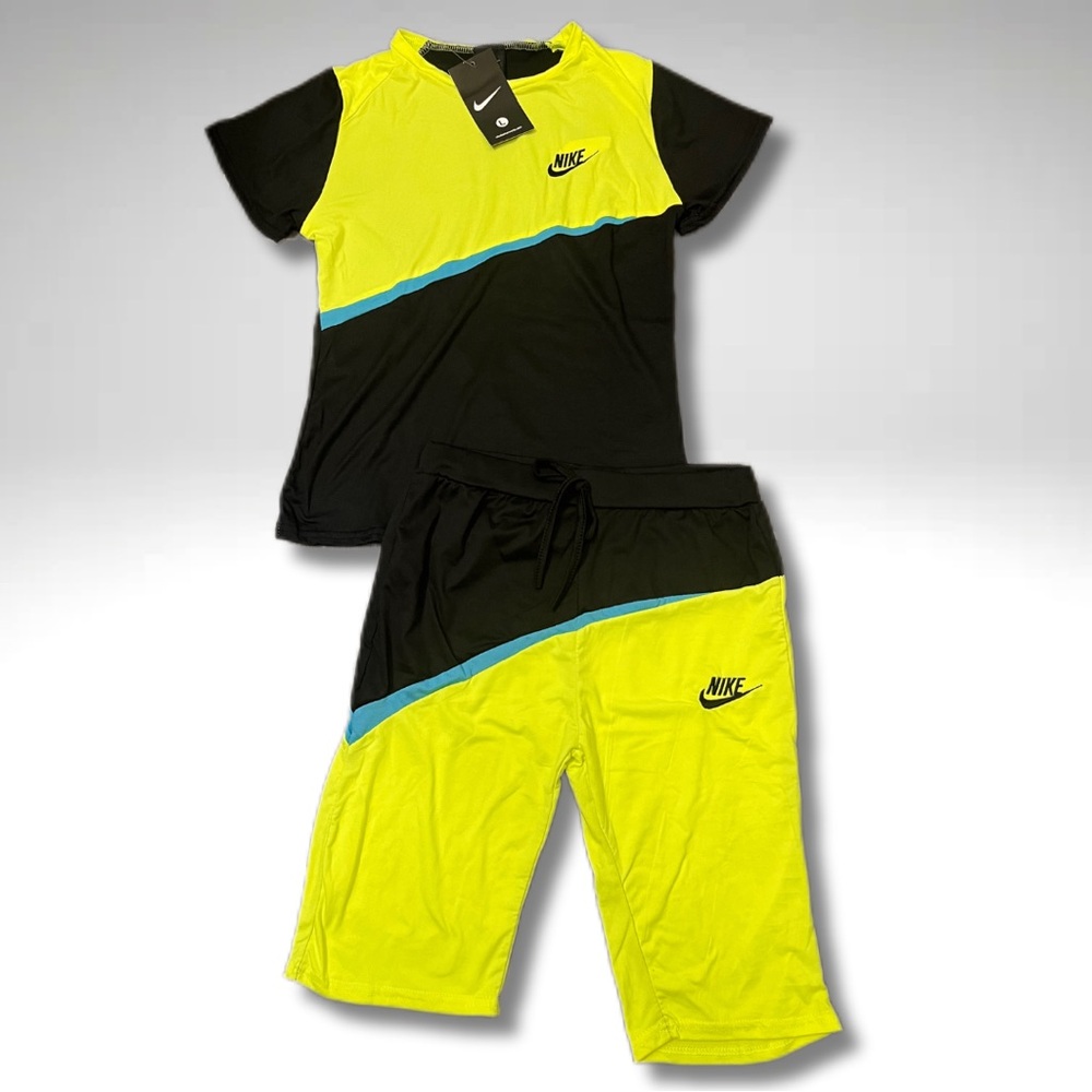 Nike Boys Size Large NWT Black & Green 2pc Shorts Co-Ord Set/ New Kids Clothes